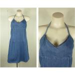 Blaue Vintage Mini Minikleider & kurze Kleider mit Reißverschluss aus Denim für Damen für den für den Sommer 