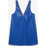 Blaue Monki Mini T-Shirts aus Kunstleder für Damen Größe XS 