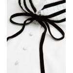 Weiße Unifarbene Stehkragen Seidenkleider mit Puffärmeln aus Seide für Damen 