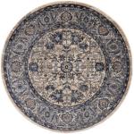 Dunkelblaue Unifarbene Vintage benuta Runde Runde Hochflorteppiche aus Textil 