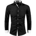 Schwarze Elegante Langärmelige Kentkragen Hemden mit Kent-Kragen für Herren Größe XXL für den für den Herbst 