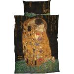 Schwarze Motiv Jugendstil Gustav Klimt Motiv Bettwäsche mit Reißverschluss aus Baumwolle maschinenwaschbar 135x200 