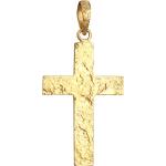 Goldene Unifarbene Kuzzoi Kreuzanhänger gehämmert aus Leder für Herren 