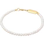 Reduzierte Goldene Unifarbene Elegante Kuzzoi Perlenarmbänder aus Silber mit Echte Perle für Herren 