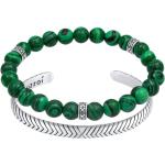 Reduzierte Grüne Unifarbene Kuzzoi Edelstein Armbänder aus Silber mit Malachit für Herren 
