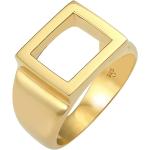 Reduzierte Goldene Unifarbene Minimalistische Kuzzoi Rechteckige Goldringe aus Silber für Herren Größe 62 