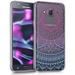 Pinke Ethno kwmobile Samsung Galaxy J5 Cases 2015 durchsichtig mit Knopf aus Silikon 
