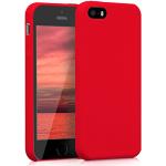 Rote kwmobile iPhone SE Hüllen 2016 Matt mit Knopf aus Silikon für kabelloses Laden 
