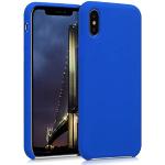 Blaue kwmobile iPhone X/XS Cases mit Bildern mit Knopf aus Silikon für kabelloses Laden 