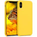 Gelbe kwmobile iPhone X/XS Cases mit Bildern mit Knopf aus Silikon für kabelloses Laden 