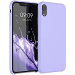 Lavendelfarbene kwmobile iPhone XR Cases mit Bildern mit Knopf aus Silikon für kabelloses Laden 