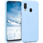 Hellblaue kwmobile Samsung Galaxy A20e Hüllen Art: Soft Cases Matt mit Knopf aus Silikon für kabelloses Laden 