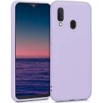 Lavendelfarbene kwmobile Samsung Galaxy A20e Hüllen Art: Soft Cases mit Bildern mit Knopf aus Silikon für kabelloses Laden 