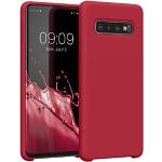 Rote kwmobile Samsung Galaxy S10 Cases mit Bildern mit Knopf aus Silikon für kabelloses Laden 