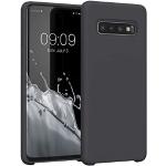 Reduzierte Schwarze kwmobile Samsung Galaxy S10 Cases Matt mit Knopf aus Silikon für kabelloses Laden 