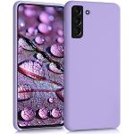 Lavendelfarbene kwmobile Samsung Galaxy S21+ 5G Hüllen mit Bildern mit Knopf aus Silikon für kabelloses Laden 