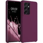 Reduzierte Violette kwmobile Samsung Galaxy S21 Ultra 5G Hüllen mit Bildern mit Knopf aus Silikon für kabelloses Laden 