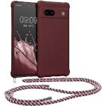kwmobile Necklace Case kompatibel mit Google Pixel 7a Hülle - Cover mit Kordel zum Umhängen - Silikon Schutzhülle Bordeaux Violett