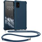 kwmobile Necklace Case kompatibel mit Samsung Galaxy A51 Hülle - Cover mit Kordel zum Umhängen - Silikon Schutzhülle Dunkelblau