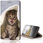 Schwarze Samsung Galaxy J4 Cases 2018 Art: Flip Cases mit Tiermotiv mit Bildern aus Kunstleder 