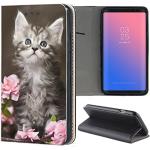 Graue Samsung Galaxy J4 Cases 2018 Art: Flip Cases mit Tiermotiv mit Bildern aus Kunstleder 