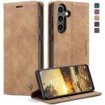 Braune Retro Samsung Galaxy S24+ Hüllen Art: Flip Cases mit Bildern aus Leder klappbar 