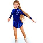 kzytamz Tanzkleid Samt Kürkleider Eiskunstlauf,Eiskunstlauf-Kleid Für Mädchen Und Damen Eisrock, Wettkampf-Training, Performance-Kleidung (XS,Blue)