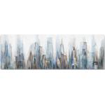 Blaue Moderne Leinwandbilder mit Skyline-Motiv handgemacht 