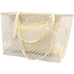 Beige Damenschultertaschen & Damenshoulderbags durchsichtig mit Reißverschluss aus PVC mit Innentaschen klein 