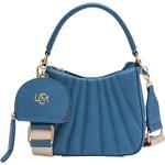 Blaue Gesteppte Elegante L.CREDI Vegane Hobo Bags mit Reißverschluss aus Kunstleder für Damen mini 