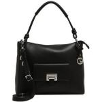 Reduzierte Schwarze Unifarbene L.CREDI Hobo Bags mit Reißverschluss aus Kunstleder für Damen 