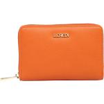 Orange Unifarbene L.CREDI Damenkellnerbörsen mit Reißverschluss aus Kunstleder mit RFID-Schutz 