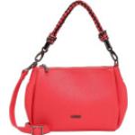 Rote Unifarbene Elegante L.CREDI Vegane Damenschultertaschen & Damenshoulderbags mit Reißverschluss aus Kunstleder 
