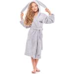 Reduzierte Graue Kinderbademäntel mit Kapuze aus Polyester für Mädchen Größe 110 
