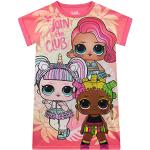 Pinke Kurzärmelige Kindernachthemden & Kindernachtkleider mit Einhornmotiv mit Glitzer für Mädchen Größe 146 
