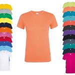 Apfelgrüne Melierte Kurzärmelige Sols T-Shirts aus Baumwolle für Damen Größe XXL 