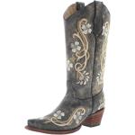 Reduzierte Schwarze Blumenmuster Vintage Corral Boots Damencowboystiefel & Damenwesternstiefel aus Rindsleder 
