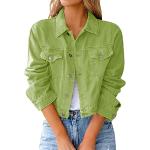 Grüne Unifarbene Streetwear Übergangsjacken aus Denim für Damen Größe S für den für den Herbst 