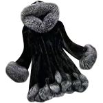 Schwarze Elegante Maxi Kapuzenmäntel aus Pelz mit Kapuze für Damen Größe 4 XL für den für den Winter 