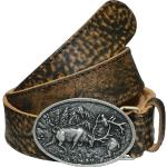 Braune La Chasse Trachtengürtel mit Hirsch-Motiv mit Schnalle aus Rindsleder für Herren Länge 85 