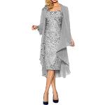 Silberne Mini Kurze Abendkleider aus Chiffon für Damen Größe XL für Hochzeitsgäste 