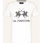 Cremefarbene Bestickte La Martina T-Shirts aus Baumwolle für Herren Übergrößen 