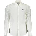 Reduzierte Weiße Bestickte Langärmelige La Martina Button Down Kragen Herrenlangarmhemden aus Baumwolle Größe XL 