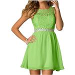 Apfelgrüne Elegante Mini Kurze Abendkleider aus Spitze für Damen Größe S 