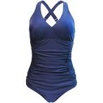 Marineblaue Sexy V-Ausschnitt Push-Up Badeanzüge aus Nylon in 75C für Damen Größe L 1-teilig für den für den Sommer 
