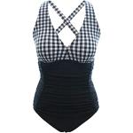 Schwarze Sexy V-Ausschnitt Push-Up Badeanzüge aus Nylon in 75C für Damen Übergrößen 1-teilig für den für den Sommer 