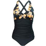 Schwarze Sexy V-Ausschnitt Push-Up Badeanzüge aus Nylon in 75C für Damen Größe 3 XL 1-teilig für den für den Sommer 