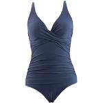 Marineblaue Vintage V-Ausschnitt Push-Up Badeanzüge aus Nylon in 75C für Damen Größe 3 XL 1-teilig 