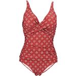 Reduzierte Rote Vintage V-Ausschnitt Push-Up Badeanzüge aus Nylon in 75C für Damen Übergrößen 1-teilig 
