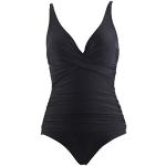 Schwarze Vintage V-Ausschnitt Push-Up Badeanzüge aus Nylon in 75C für Damen Größe S 1-teilig 